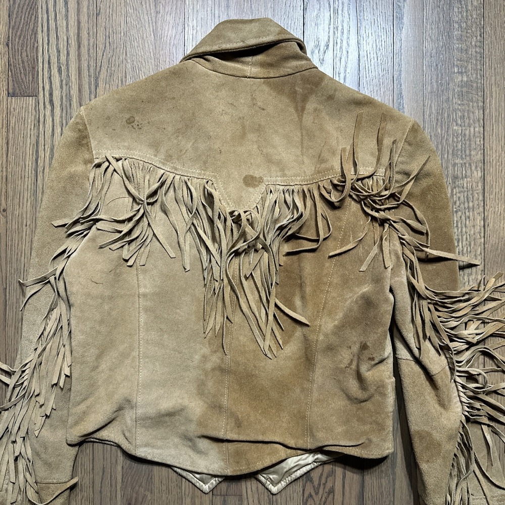 Pioneer Wear Suede Leather Fringe Jacket Vintage Western Ladies SZ 12 COWGIRL - Picture 14 of 16